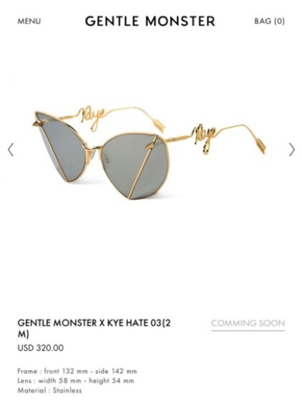 GENTLE MONSTER Gold Frame Sunglasses with Gray Lenses - Picture 2 of 4